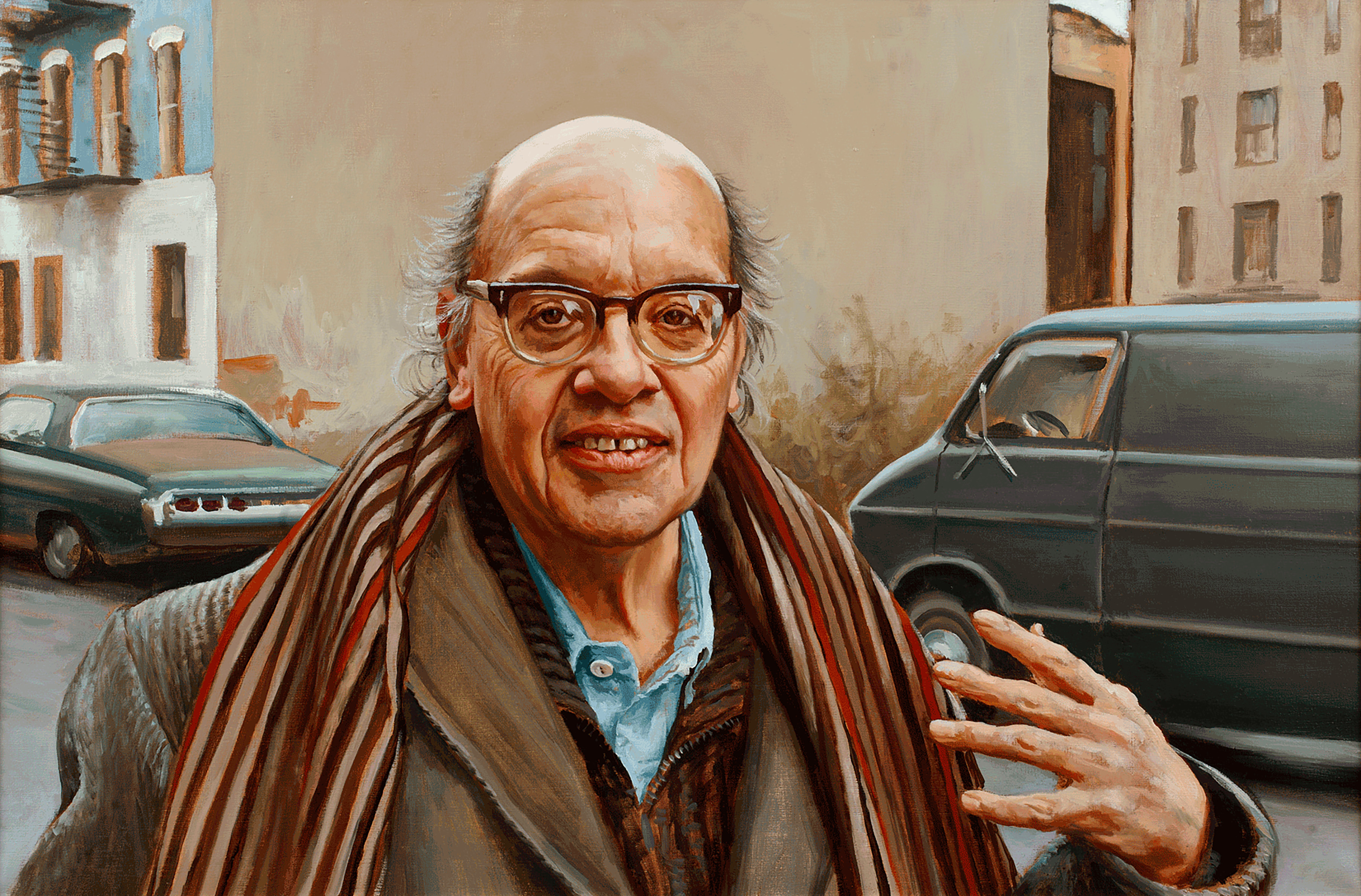  Gearld Stern on 11th St.; oil on linen, 20 x 30  inches, 1990 